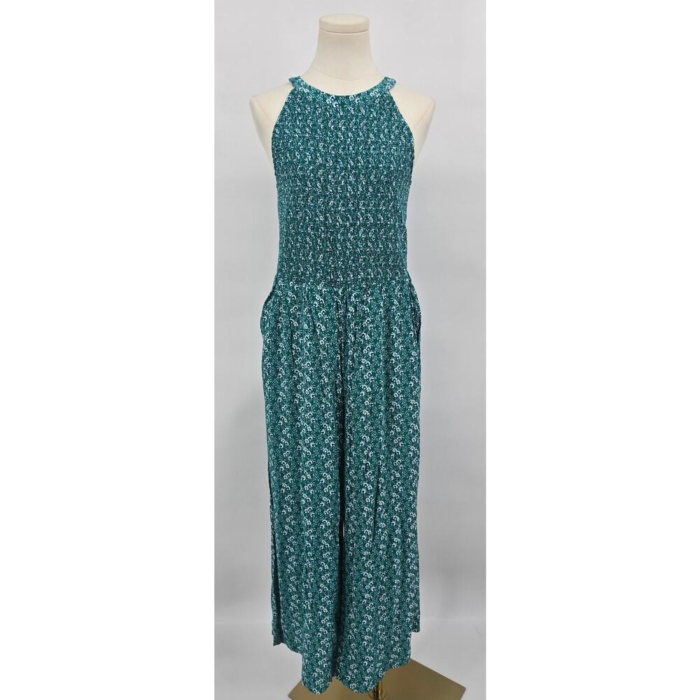 Loft Boho Natural Floral Smocked Jumpsuit